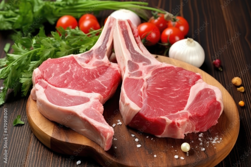 veal chops in close-up, with visible texture