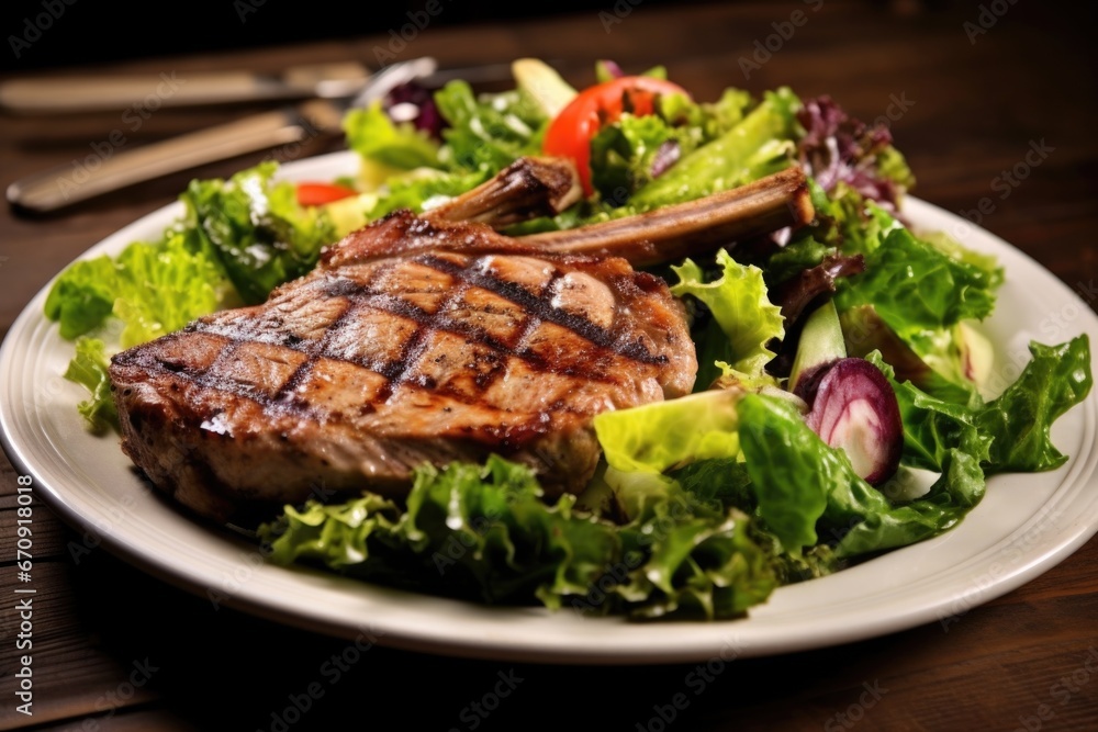 grilled veal chops with mixed greens grilled veal chops with mixed greens