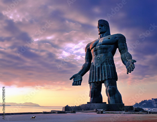 Giant stone colossus welcomes a visitor photo
