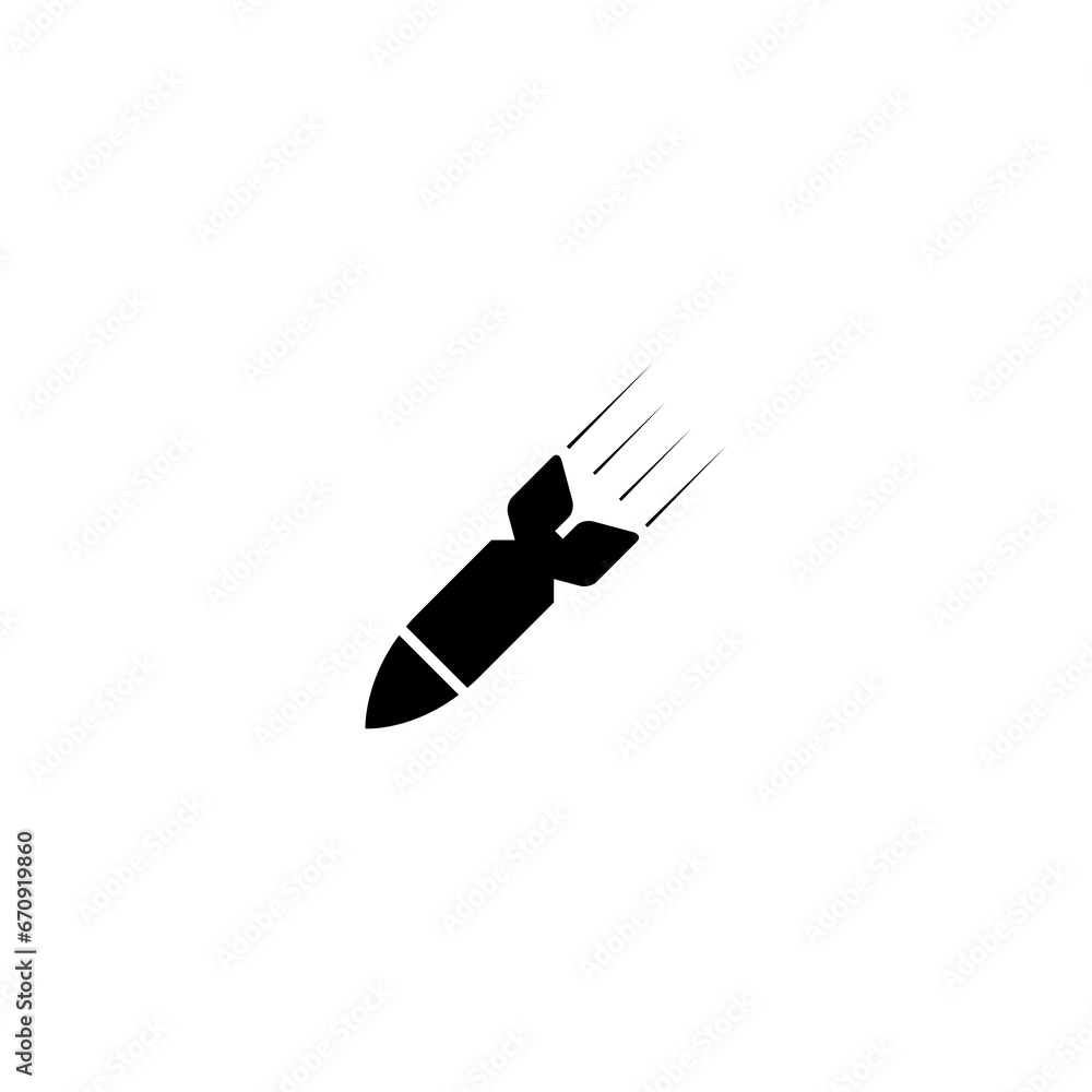 Symbol of aerial bomb in flat design isolated on white background Symbol of aerial bomb in flat design isolated on white background