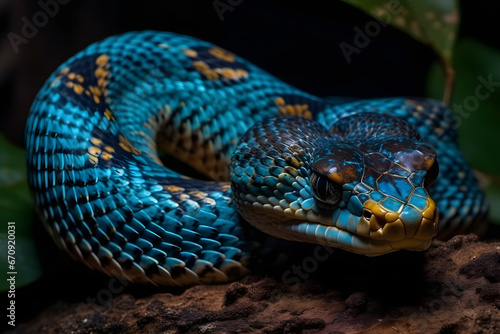 Beautiful dark blue snake. 
