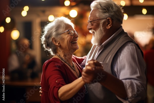 Elderly Couple Dancing in a Cozy Bar