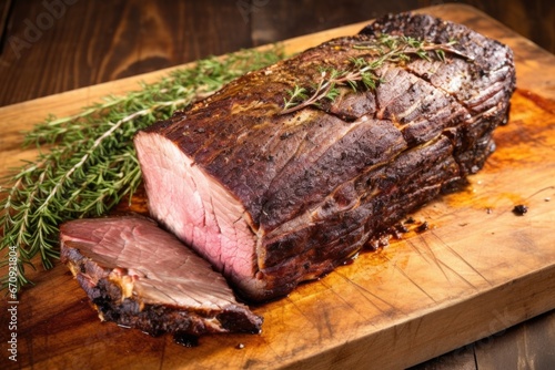 smoked beef brisket with marbling texture visible