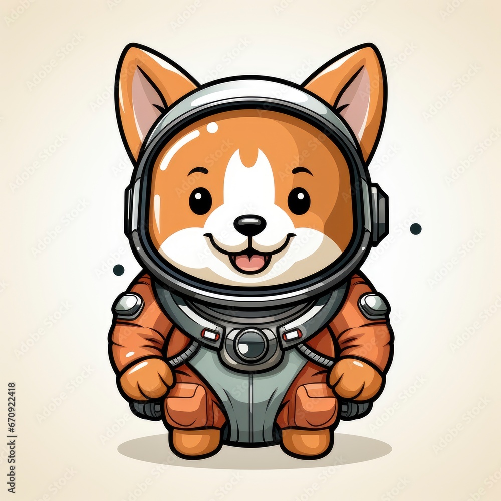 Cute Shiba Inu Dog Astronaut Space , Cartoon, Icon Illustration Cute Shiba Inu Dog Astronaut Space , Cartoon, Icon Illustration