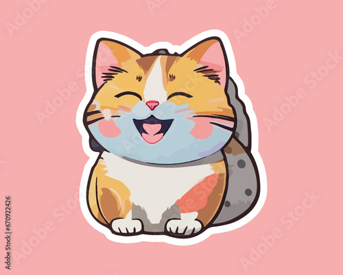 Cat sticker vector  animal cartoon design
