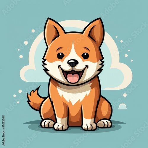 Cute Shiba Inu Dog Muscular   Cartoon  Icon Illustration