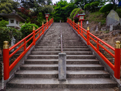 Stairs leading to a shrine precinct (Ashikaga, Tochigi, Japan)