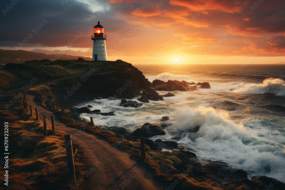 Image of a lighthouse, beautiful sea waters