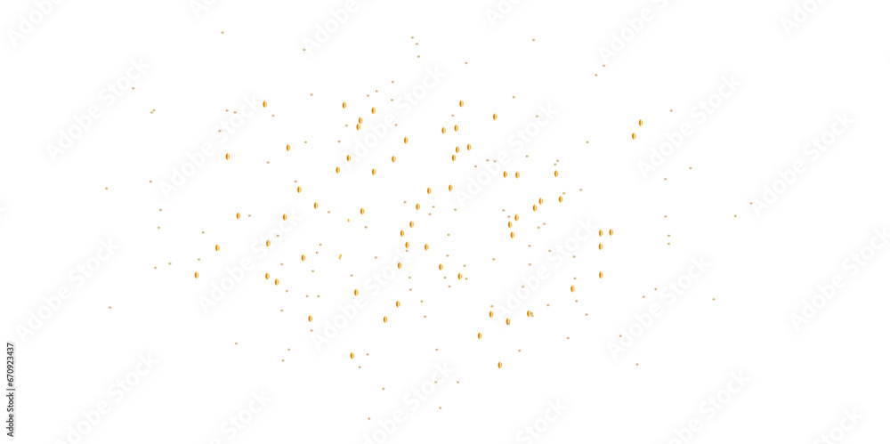 Abstract doted golden glitter particles splatter on transparent background. Luxury golden glitter falling bokeh celebration background. 