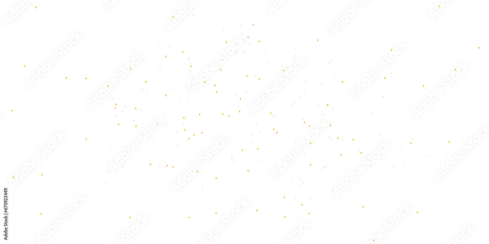 Abstract doted golden glitter particles splatter on transparent