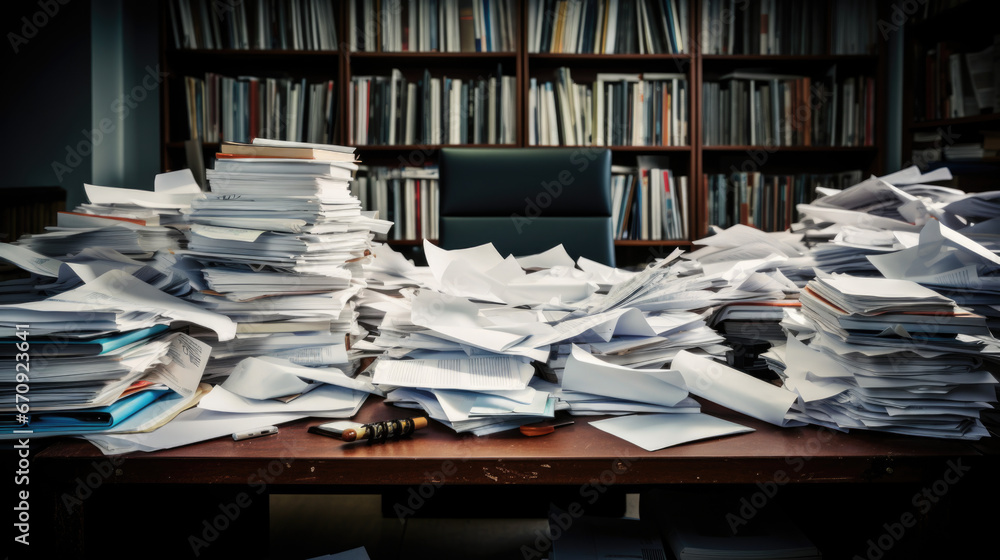 Too much document and paper on desk background. Too much document and paper on desk background.