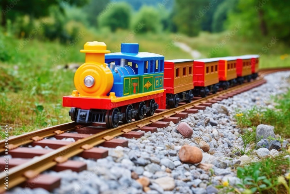 magnet-powered toy train on track