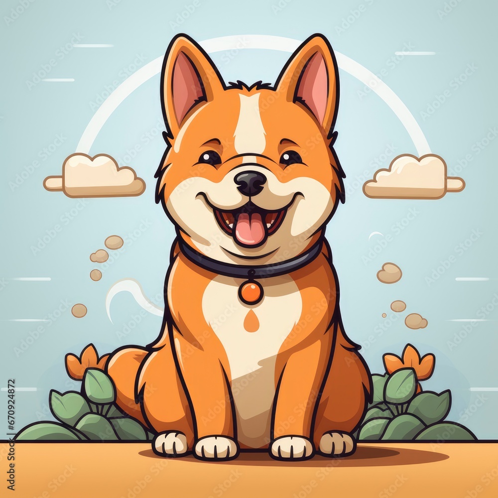 Cute Shiba Inu Dog Sitting , Cartoon, Icon Illustration Cute Shiba Inu Dog Sitting , Cartoon, Icon Illustration