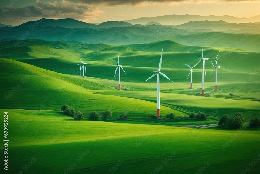 Obraz premium wind turbines in the field