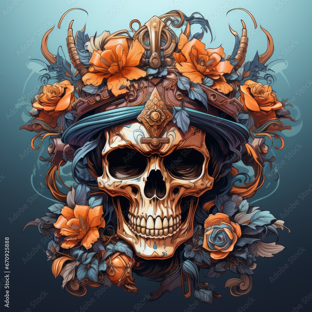Pirate Skull With Anchor , Cartoon, Icon Illustration Pirate Skull With Anchor , Cartoon, Icon Illustration