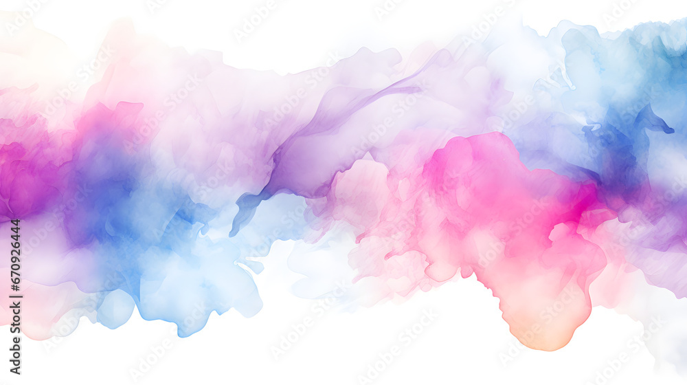 Abstract pattern of watercolor clouds on white background. Generative AI.