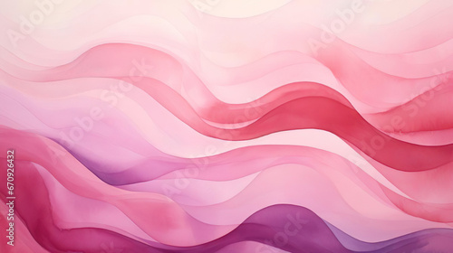 Watercolor painting of a pink wave shape background