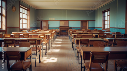 Empty classroom in the morning