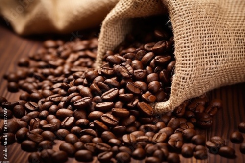 macro shot of coffee beans in a burlap sack © Alfazet Chronicles