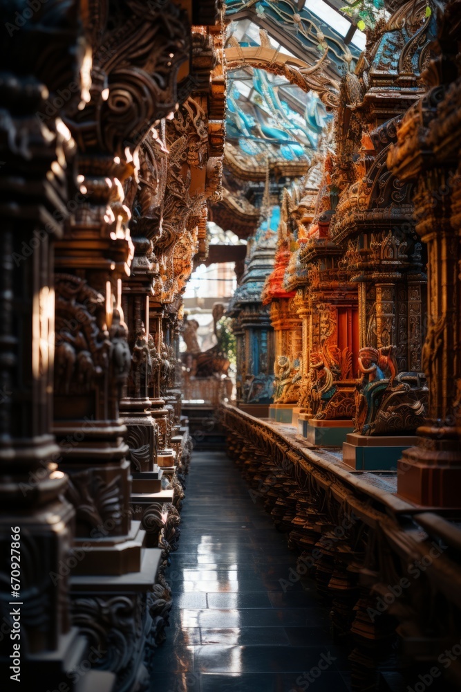 Intricate architecture of the Meenakshi Amman Temple in Madurai, Generative AI