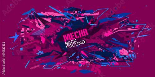 Trendy Futuristic Mecha Metaverse Colorful Abstract Urban Street Art Graffiti Style Vector Illustration Template Background