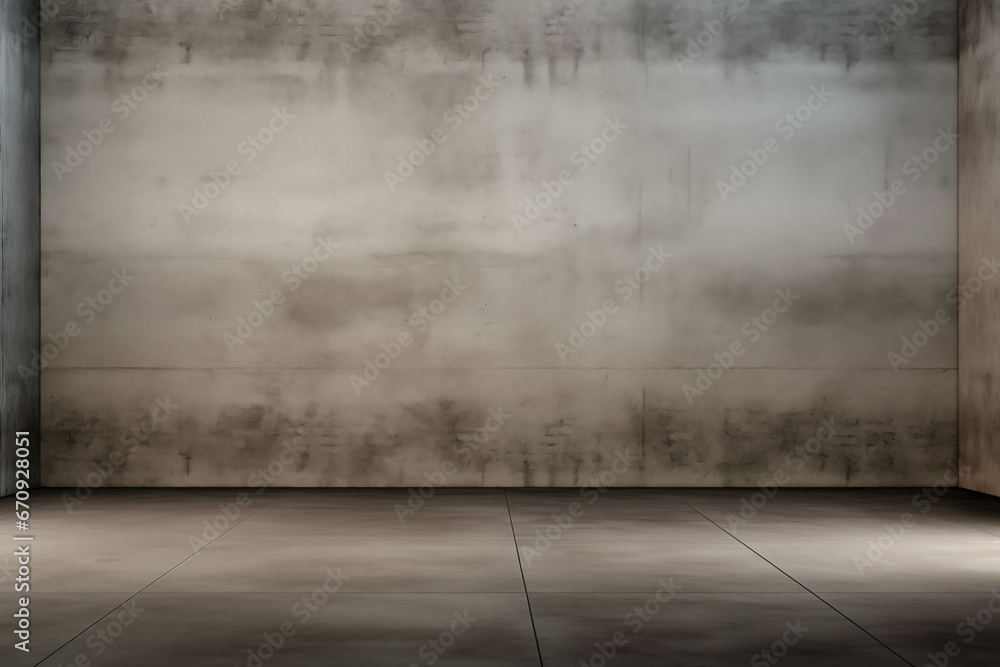 An Empty Room with a Concrete Wall and Floor Transformed by Generative AI Art Generative AI. Created With Generative AI Technology