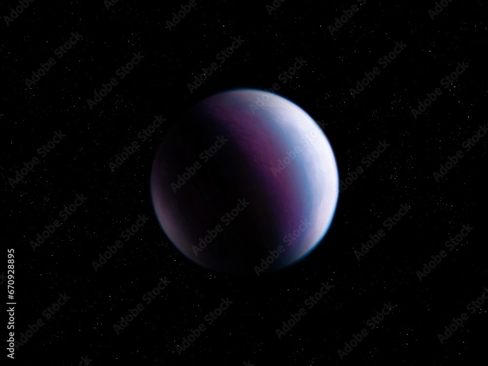 An exoplanet with a nitrogen atmosphere. Life is possible on an extrasolar planet. Alien planet in space. An exoplanet with a nitrogen atmosphere. Life is possible on an extrasolar planet. Alien planet in space.