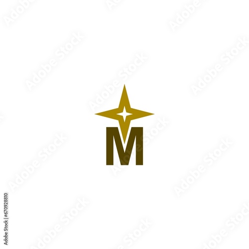 Letter M star logo isolated on white background