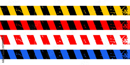 Prohibition tape vector. Red White. Red-black. Yellow-black. Blue-Black