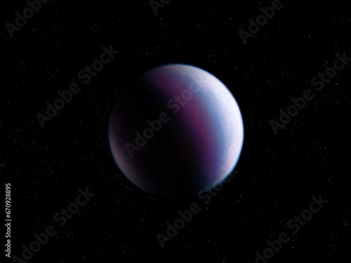 An exoplanet with a nitrogen atmosphere. Life is possible on an extrasolar planet. Alien planet in space. © Nazarii