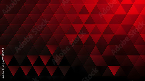  Black red halftone triangles pattern. Abstract geometric gradient background. Vector illustration. Generative AI.