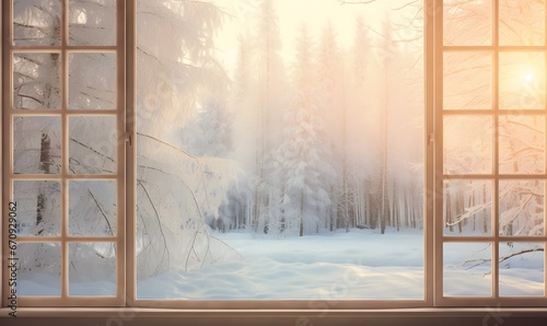 the view outside the winter window  Generative AI 