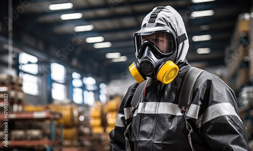 A Man in Protective Gear Exploring an Industrial Space photo