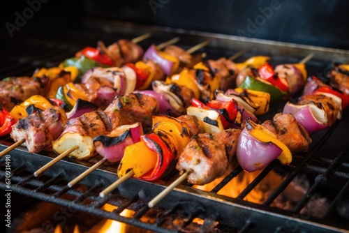flambeed skewers on a smokeless grill