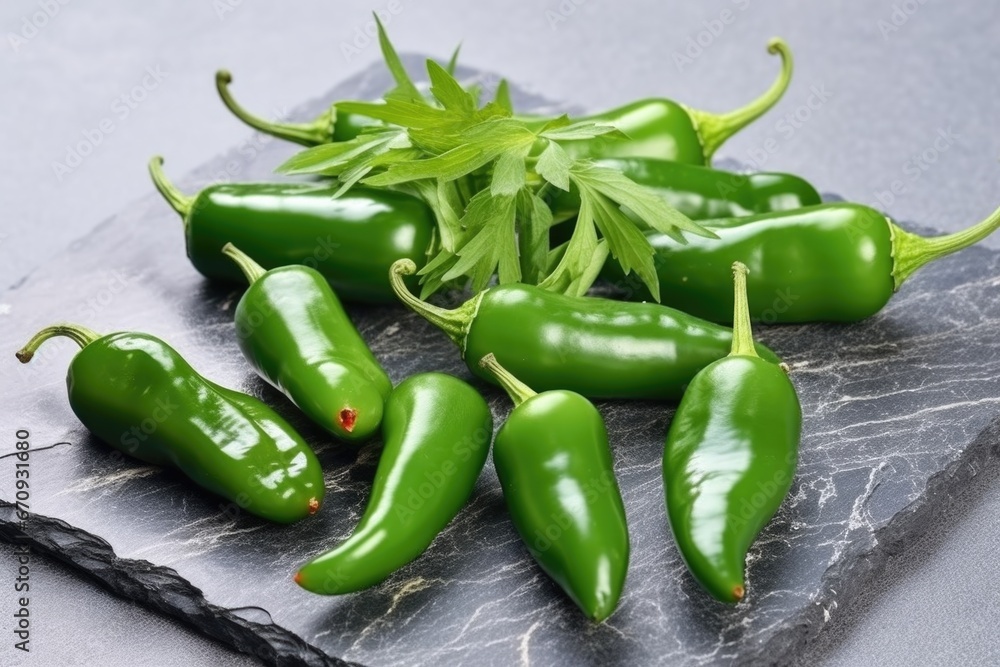 cluster of smoked jalapeno peppers on a stone slab cluster of smoked jalapeno peppers on a stone slab
