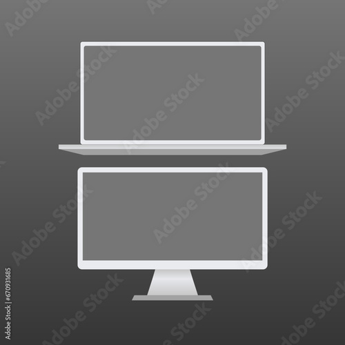 Computer monitor technology display laptop vector