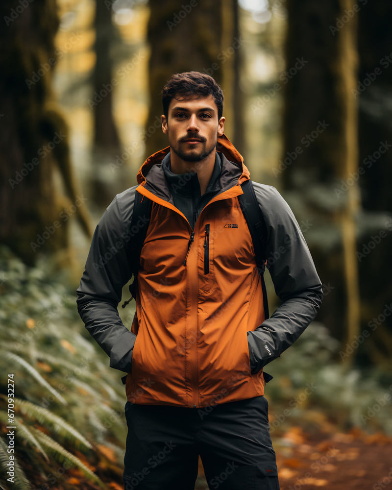 men wearing lightweight hiking jacket functional sleek