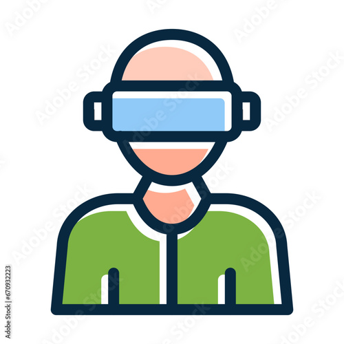 Virtual Reality Vector Thick Line Filled Dark Colors