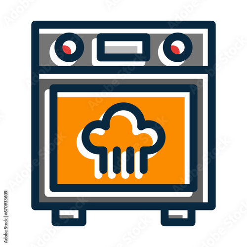 Steamer Oven Vector Thick Line Filled Dark Colors