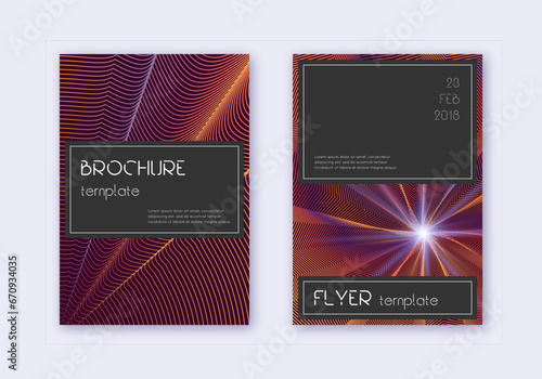 Black cover design template set. Orange abstract l