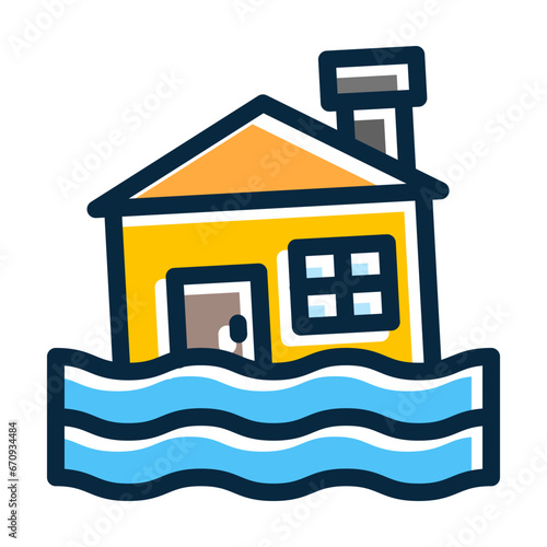 Flood Vector Thick Line Filled Dark Colors
