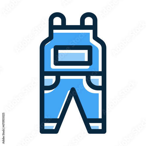 Jumpsuit Vector Thick Line Filled Dark Colors