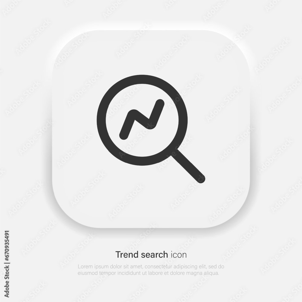 Search for popular media trends. Magnifying glass icon with graph. Vector EPS 10 Search for popular media trends. Magnifying glass icon with graph. Vector EPS 10