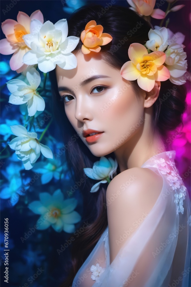 Beautiful women and flowers Beautiful women and flowers