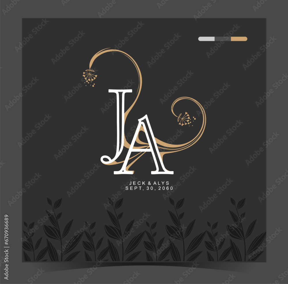 J,A, JA Beauty vector initial logo, wedding monogram collection, Modern Minimalistic and Floral templates for Invitation cards, Save the Date, Logo identity for restaurant, boutique, cafe in vector J,A, JA Beauty vector initial logo, wedding monogram collection, Modern Minimalistic and Floral templates for Invitation cards, Save the Date, Logo identity for restaurant, boutique, cafe in vector