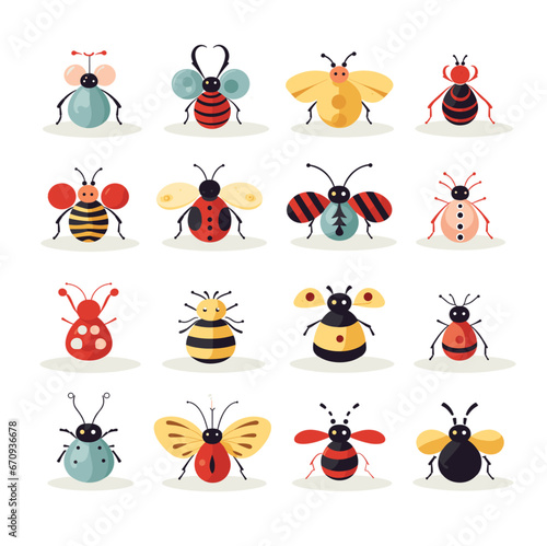 Set of cartoon insects