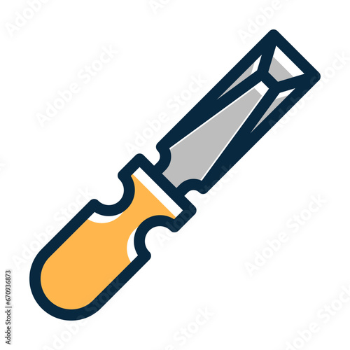 Chisel Vector Thick Line Filled Dark Colors