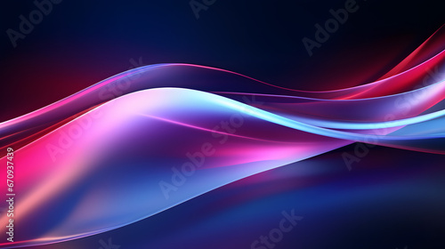 Modern abstract high-speed light effect. Abstract background with curved beams of light. Technology futuristic dynamic motion. Movement pattern for banner or poster design background c. Generative AI.