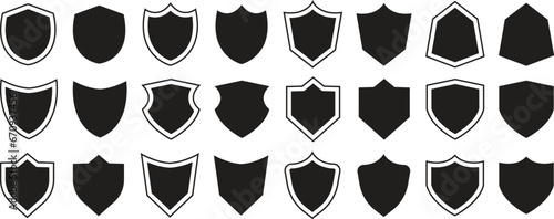 Abstract shield security vector icons. Collection of security shield, protection icon, defense icons, safety symbol vector illustration. Shield icons