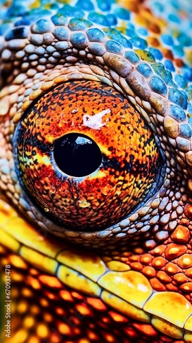 A close up of an eye on a chameleon lizard © petro